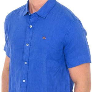 Camisa manga corta con cuello de solapa Napapijri NP000IF1 hombre Talla: S Color: Azul 