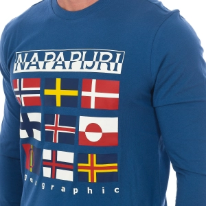 Camiseta S-Stodig manga larga y cuello redondo Napapijri NP0A4GPC hombre Talla: M Color: Azul 