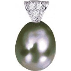 Colgante con perla Tahití cultivada 8mm y diamante 0.03ct 18Kt Oro Blanco 4.520.X9 Lua blanca