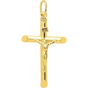 Colgante Cruz Cristo 18Kt Oro Amarillo 3911 Lua blanca