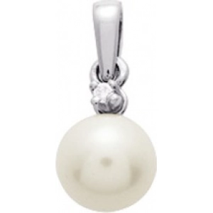 Colgante diamante 0.02ct y perla cultivada en agua dulce 8mm 18Kt Oro Blanco 4.6456.X0 Lua blanca