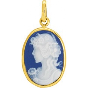 Colgante topacio azul porcelana 18Kt Oro Amarillo 32518 Lua blanca