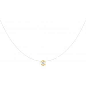 Collar  circonita cúbica y nylon 9Kt Oro Amarillo Lua Blanca  410521.H9