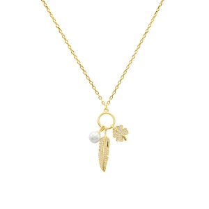Collar Amuleto Perla Plata Recubierta de Oro Hekka HC29956