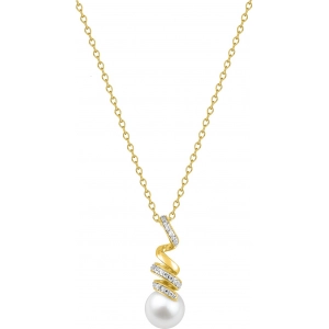 Collar con imitacion perla chapado en oro 255766.9 Lua blanca