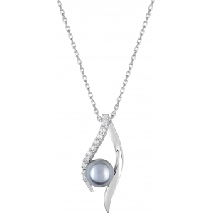 Collar con perla sintética y circonita cúbica Plata 925 BC494MG29 Lua blanca