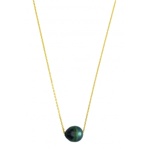Collar con perla Tahití cultivada 10 mm 18Kt Oro Amarillo 8828.8AI.42 Talla 42 Lua blanca