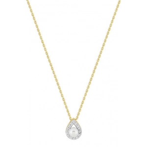 Collar perla cultivada en agua dulce 4mm circonita  oro amarillo 18kt +rh Lua Blanca 4.0731.X2.0