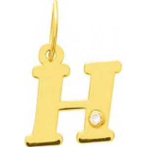 Letra Colgante H con diamante 0.01ct 18Kt Oro Amarillo 3184.8O