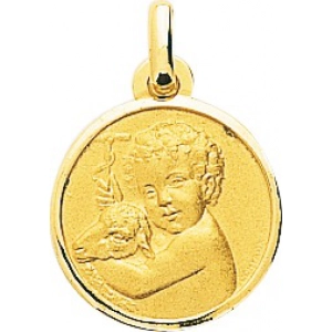 Medalla angel 18Kt Oro Amarillo 32746 Lua blanca