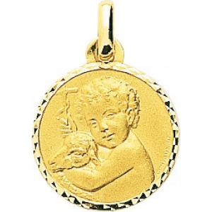 Medalla angel 18Kt Oro Amarillo 32740 Lua blanca