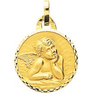 Medalla angel 18Kt Oro Amarillo 32742 Lua blanca