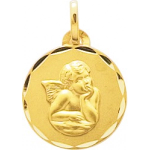 Medalla angel 18Kt Oro Amarillo 32059 Lua blanca