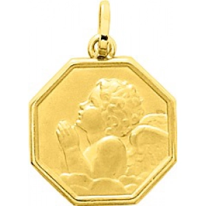 Medalla angel 18Kt Oro Amarillo 32071 Lua blanca