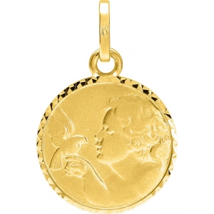 Medalla angel 18Kt Oro Amarillo 32191 Lua blanca