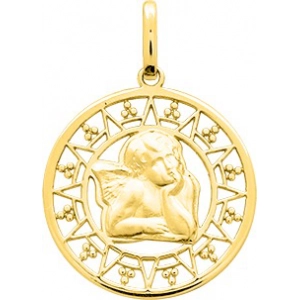 Medalla angel 18Kt Oro Amarillo Lua Blanca  32104