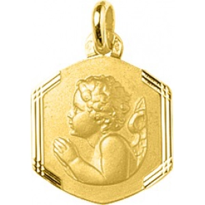 Medalla angel 18Kt Oro Amarillo 44951 Lua blanca