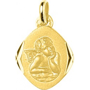 Medalla angel 18Kt Oro Amarillo 44050 Lua blanca