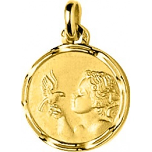 Medalla angel 18Kt Oro Amarillo 49350 Lua blanca