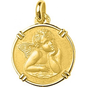 Medalla angel 18Kt Oro Amarillo 40351 Lua blanca