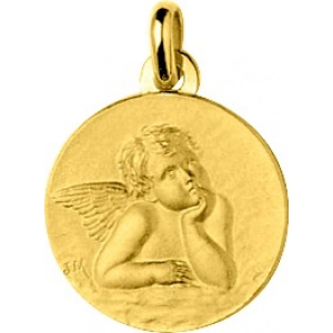 Medalla angel 18Kt Oro Amarillo 40251 Lua blanca