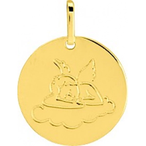 Medalla angel 18Kt Oro Amarillo W1.6 Lua blanca
