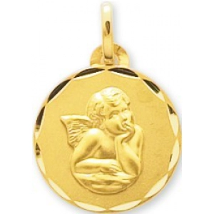 Medalla angel 9Kt Oro Amarillo 783562 Lua blanca