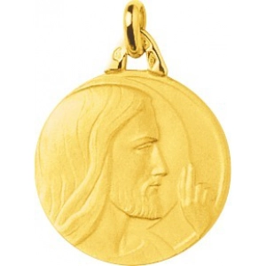 Medalla Cristo 9Kt Oro Amarillo 783436 Lua blanca
