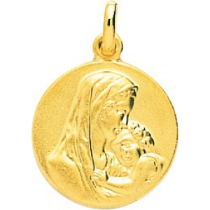 Medalla Infante virgen 9Kt Oro Amarillo 0M54876 Lua blanca