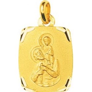 Medalla  San Cristóbal 9Kt Oro Amarillo 783439 Lua blanca