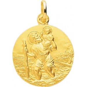 Medalla  San Cristóbal 9Kt Oro Amarillo 0M54525 Lua blanca