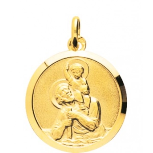 Medalla  San Cristóbal chapado en oro 229437 Lua blanca