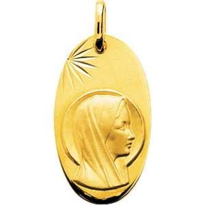 Medalla virgen 18Kt Oro Amarillo 32625 Lua blanca
