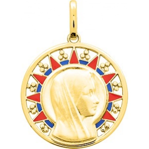 Medalla virgen 18Kt Oro Amarillo Lua Blanca  32117