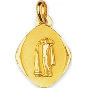 Medalla Zodiaco Acuario 9Kt Oro Amarillo 783580.90 Lua blanca