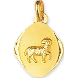 Medalla Zodiaco Aries 9Kt Oro Amarillo 783580.9 Lua blanca