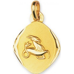 Medalla Zodiaco Capricornio 9Kt Oro Amarillo 783580.99 Lua blanca