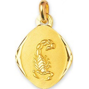 Medalla Zodiaco Escorpión 9Kt Oro Amarillo 783580.6 Lua blanca
