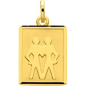 Medalla zodiaco Géminis 18Kt Oro Amarillo 85567 Lua blanca