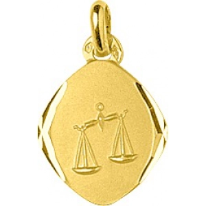 Medalla zodiaco Libra 18Kt Oro Amarillo 85506 Lua blanca