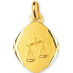 Medalla Zodiaco Libra  9Kt Oro Amarillo 783580.5 Lua blanca