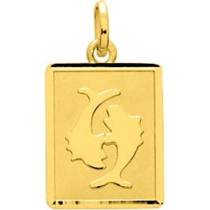 Medalla zodiaco Piscis 18Kt Oro Amarillo 85576 Lua blanca