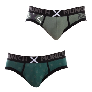 Pack-2 Slips de algodón elástico MU_DU0370 hombre Talla: M Color: Verde Munich 