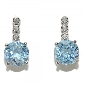 Pendientes con diamantes y de topacio azul con 0.07cts de diamantes y 5.20cts de topac.1.60cm largos Never say never