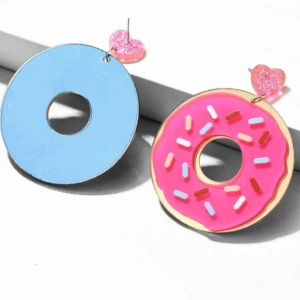 Pendientes con diseño de donut rosa
