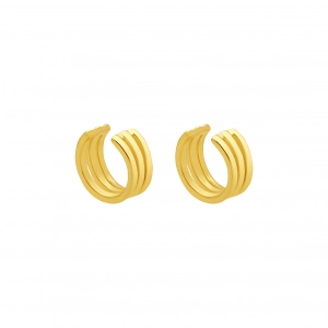 Pendientes Ear Cuff Triple Line Plata Baño Oro Suelto Hekka re0176-G