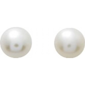 Pendientes par botón con perla cultivada en agua dulce 5mm 18Kt Oro Amarillo 9288.7W Lua blanca