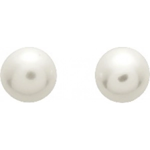 Pendientes par botón con perla cultivada en agua dulce 7mm 18Kt Oro Amarillo 9288.0W Lua blanca