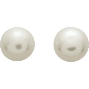 Pendientes par botón con perla cultivada en agua dulce 9mm 18Kt Oro Amarillo 9288.2W Lua blanca