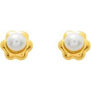Pendientes par con perla cultivada 18Kt Oro Amarillo 9284U Lua blanca